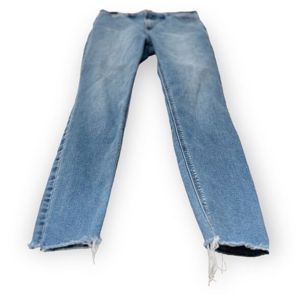 Old Navy Rockstar Super Skinny Light Blue Distressed Hem Denim Jeans. 8. - Picture 3 of 7